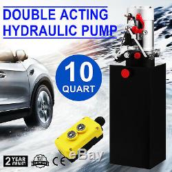 10 Quart Double Acting Hydraulic Pump Dump Trailer Car 12V Reservoir