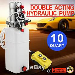 10 Quart Double Acting Hydraulic Pump Dump Trailer Remote Unloading 12V
