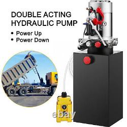 12 Volt Double Acting Hydraulic Pump for Dump Trailer 8 Quart Power Unit Crane