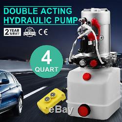12 Volt Hydraulic Pump for Dump Trailer 4 Quart Poly Double Acting