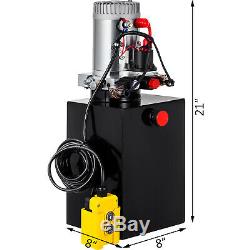 13 Quart Double Acting Hydraulic Pump Dump Trailer Power Unit Control Kit 12V