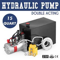 15 Quart Double Acting Hydraulic Pump Dump Trailer Lift Reservoir Iron