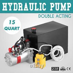 15 Quart Double Acting Hydraulic Pump Dump Trailer Lifting Car Iron
