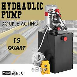 15 Quart Double Acting Hydraulic Pump Dump Trailer Lifting Lift 12V