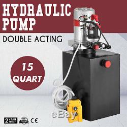15 Quart Double Acting Hydraulic Pump Dump Trailer Power Unit Control Kit Crane