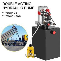 15 Quart Double Acting Hydraulic Pump Dump Trailer Unit Pack Remote Crane