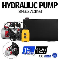 15 Quart Single Acting Hydraulic Pump Dump Trailer Power Unit 12V Lifting
