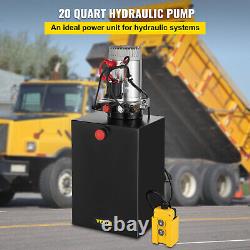 20 Quart Double Acting Hydraulic Pump Dump Trailer Power Unit Unit Pack Iron
