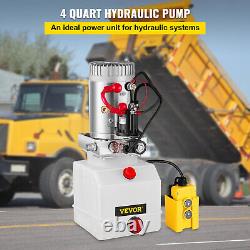 4 Quart Single Acting Hydraulic Pump 12V Dump Trailer Plastic Remote Unloading
