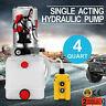4 Quart Single Acting Hydraulic Pump Dump Trailer Unloading Power Unit Car Lift