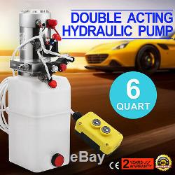 6 Quart Double Acting Hydraulic Pump Dump Trailer Lifting Car Power Unit