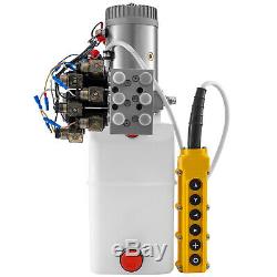 6 Way Hydraulic Pump 12V 6 Quart Double Acting Dump Trailer Control Kit