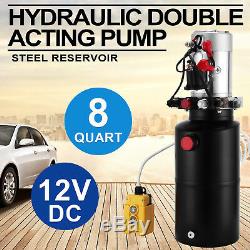 8 Quart Double Acting Hydraulic Pump Dump Trailer Power Unit Crane Lift