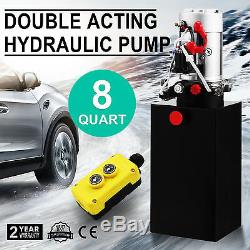 8 Quart Double Acting Hydraulic Pump Dump Trailer Reservoir Control Kit Durable