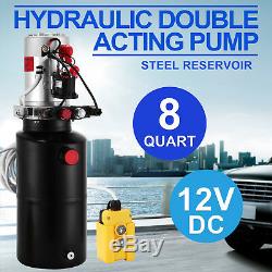 8 Quart Double Acting Hydraulic Pump Dump Trailer Unit Pack Remote Crane