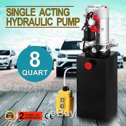 8 Quart Single Acting Hydraulic Pump Dump Trailer Car Lift 12V