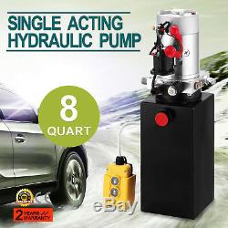 8 Quart Single Acting Hydraulic Pump Dump Trailer Lift Remote Crane