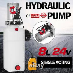8L Single Acting Hydraulic Pump Dump Trailer 24V Control Kit Power Unit