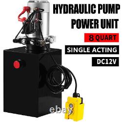 8L Single/Double Acting Hydraulic Pump Dump Trailers Kit 12V 15 Quart Reservoir