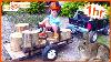 Real Farm Work Compilation With Kids Toy Truck Tractor Chainsaw Lawn Mower Tools Educational