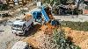 Starting New Project Mini Bulldozer Pushing Soil Filling Up U00266wheel Dump Truck Unloading