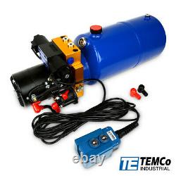 TEMCo 12V DC Hydraulic Power Unit Dump Trailer Pump 8 Qt PU / PD (Double Acting)