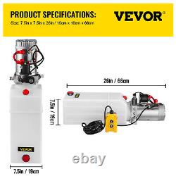 VEVOR 12V 8Quart Single Acting Hydraulic Pump Power Supply Unit Pack Lift