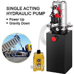 VEVOR 6 qt Metal Single Acting Hydraulic Pump Dump Trailer Unit Pack Power Unit