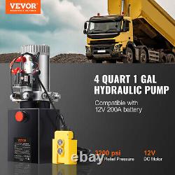 VEVOR Hydraulic Pump 4 Quart Single Acting Dump Trailer Pump Power Unit DC 12V
