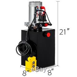 12 Pintes Double Effet Pompe Hydraulique Remorque À Déchargement Kit De Contrôle Réservoir 12v