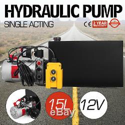12 Volt Pompe Hydraulique Pour Dump Trailer 15 Pintes En Acier Simple Effet