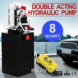 8 Pintes Double Effet Pompe Hydraulique Remorque À Déchargement Réservoir 12v Unité Pack