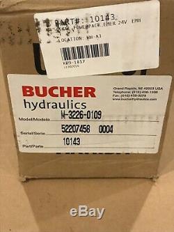 Bucher Hydraulics Pompe 24v Essoucheuse Dump Boîte M-3226-0109 Powerpack # 10143