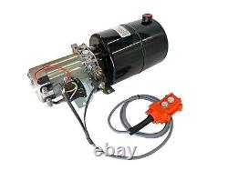 Groupe motopompe hydraulique à simple effet, 12V CC, remorque à benne basculante de 8 litres avec télécommande.