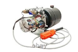 Groupe motopompe hydraulique double effet 12V DC pour remorque à benne basculante de 4 litres avec télécommande.