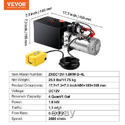 Pompe hydraulique VEVOR 4 litres à simple effet pour remorque basculante Unité de puissance DC 12V