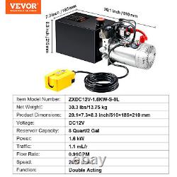 Pompe hydraulique VEVOR 8 litres Double Acting Dump Trailer Power Unit DC 12V