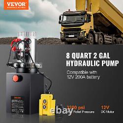 Pompe hydraulique VEVOR 8 litres Double effet Pompe de remorque basculante Groupe d'alimentation CC 12V