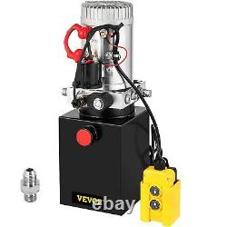 Pompe hydraulique à simple effet 12 V pour remorque basculante avec réservoir en métal de 4 quarts.