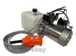 Pompe hydraulique pour remorque basculante, groupe de puissance 12 volts CC à double effet réservoir de 8 litres.
