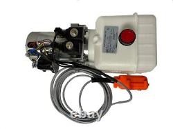 Pompe hydraulique pour remorque basculante, unité de puissance 12 volts DC à double effet réservoir de 6 Qt.