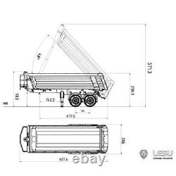 Remorque basculante hydraulique en métal LESU avec pompe pour camion tracteur RC Tamiya 1/14